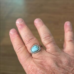 Elegant Blue (turquoise) Stone Silver Ring.